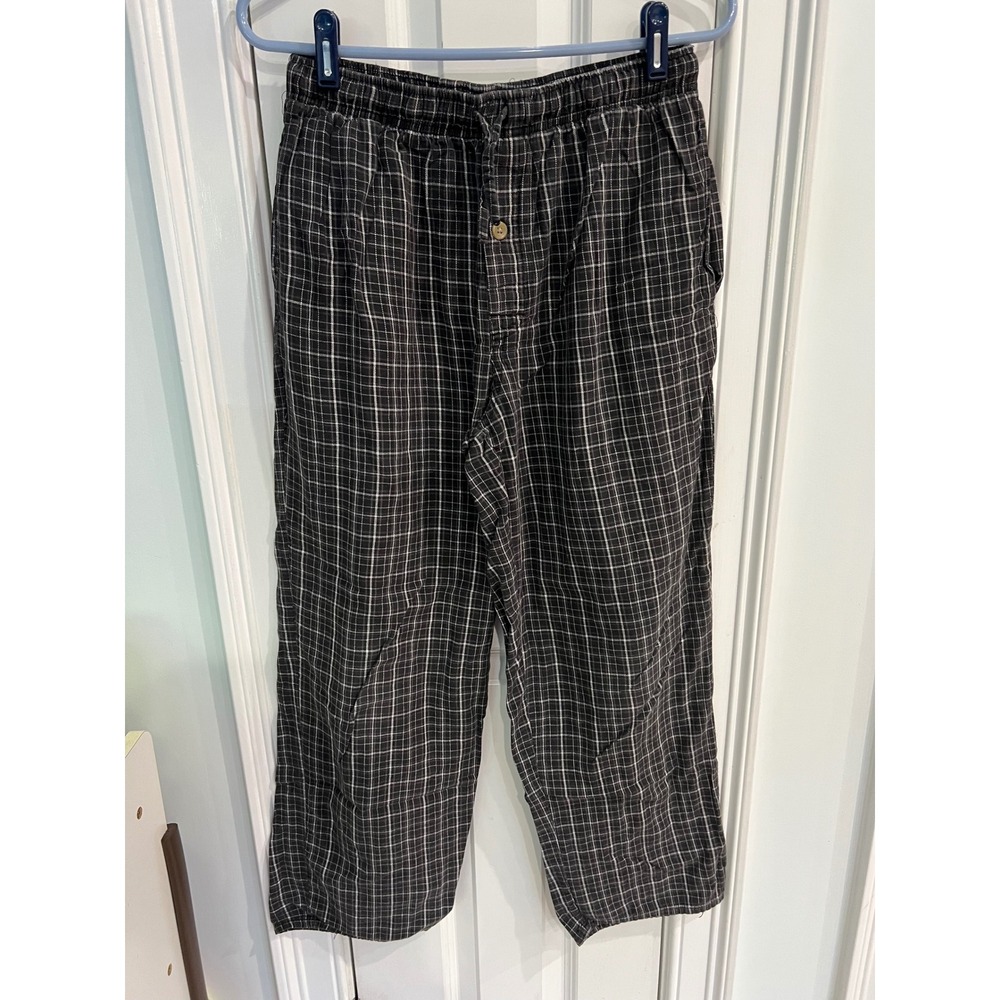 Faded Glory Originals Mens Black White Plaid Pajama Pants Cotton Size M 32/34
